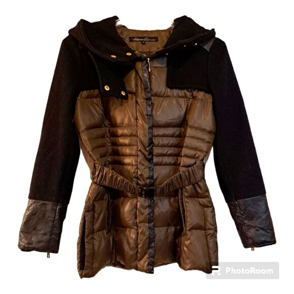 Kenneth Cole Faux Leather Quilted Shacket with an Adjustable Hood - Sz M - Picture 1 of 15